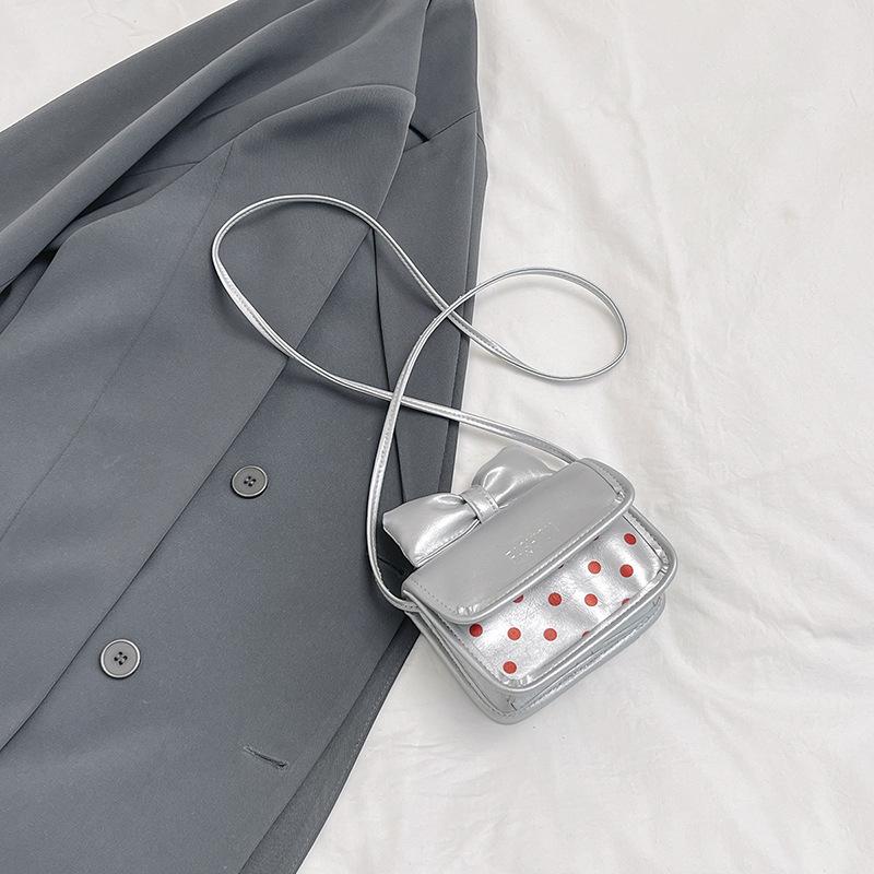 Today's popular bow exquisite mini square bag polka dot printing fashionable and beautiful shoulder messenger bag