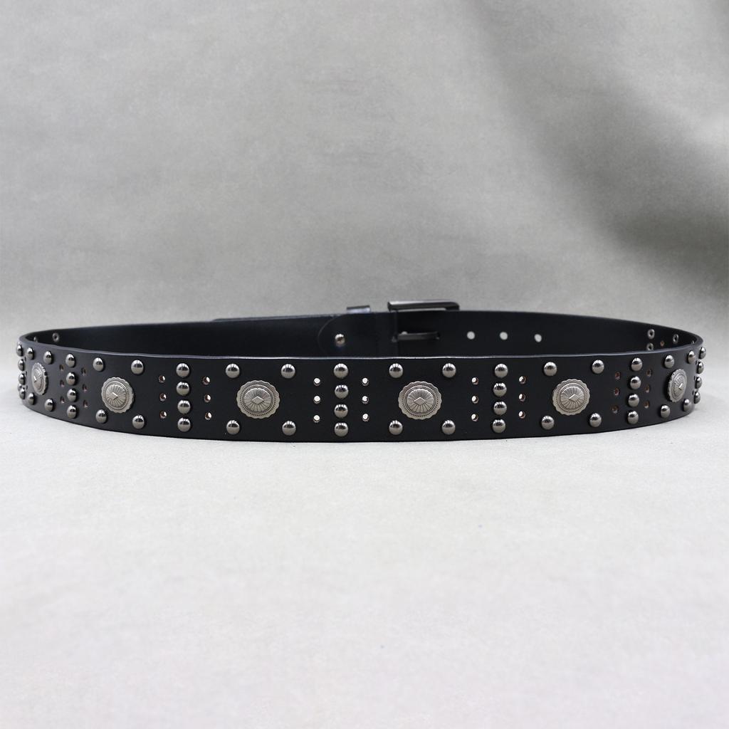Ethnic Style Design New Cowhide Men and Women's Personality Niche Neutral Belt Rivet Decoration Street Punk