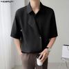 Men Summer Lapel Neck Short Sleeve Buttons Casual Shirts Tops