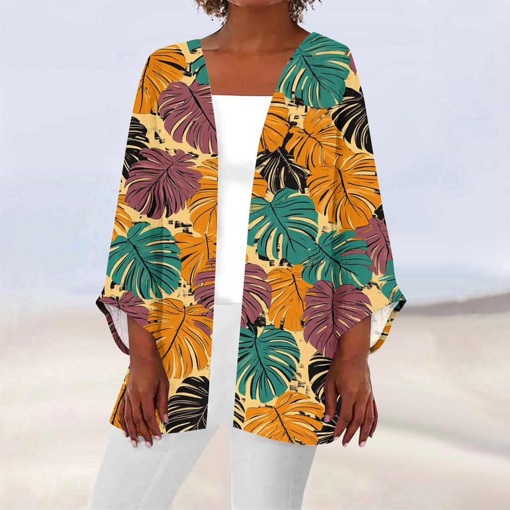 Women's Casual Fashion Printed Lightweight Mid-length Jacket Cardigan