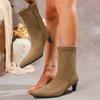 Fashionable Square Toe Style Elegant Banquet Women's Boots Winter New Comfortable Suede Warm Casual High-heeled Boots