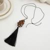 Long Tassel Detail Pendant Necklace Adjustable Length Tassel Waxed Thread Choker  Boho Outfit Match