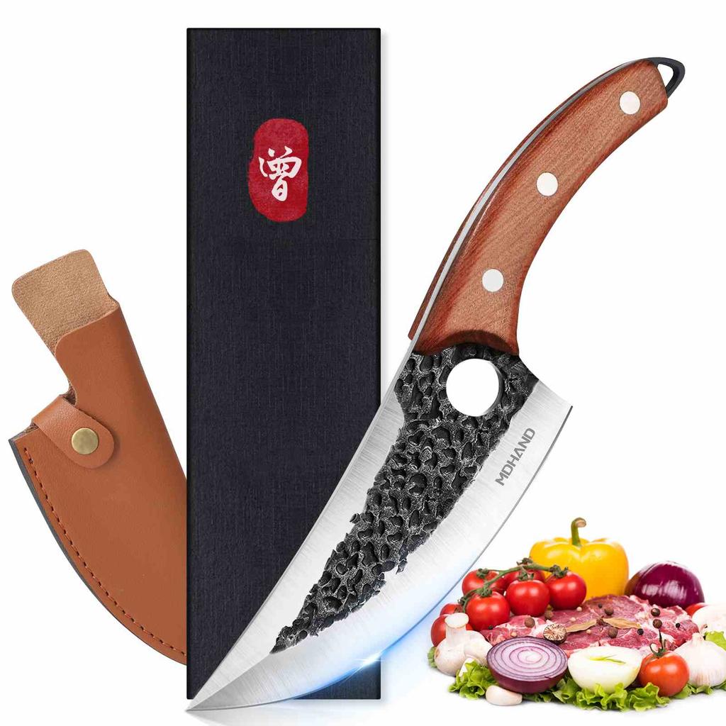 KEPEAK Multifunctional Viking Knife With Sheath Hand Forged Boning Knife With Gift Box Japanese Cooking Meat Cleaver Chef Knife