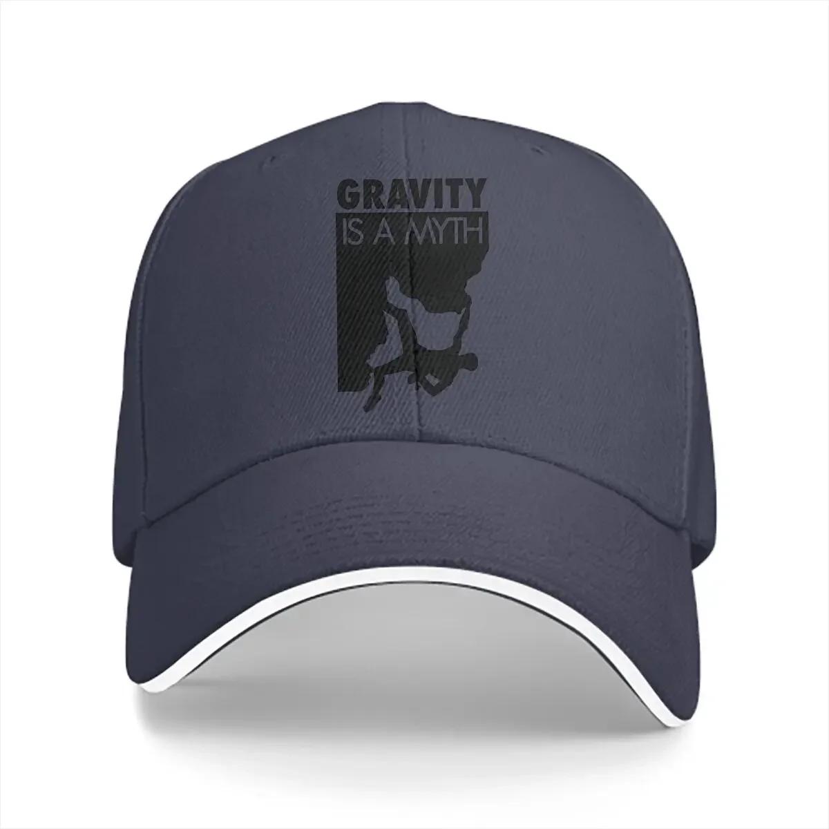

Gravity Is A Myth Baseball Caps Peaked Cap Mountain Climber Sun Shade Hats for Men Women One Size темно-синього кольору