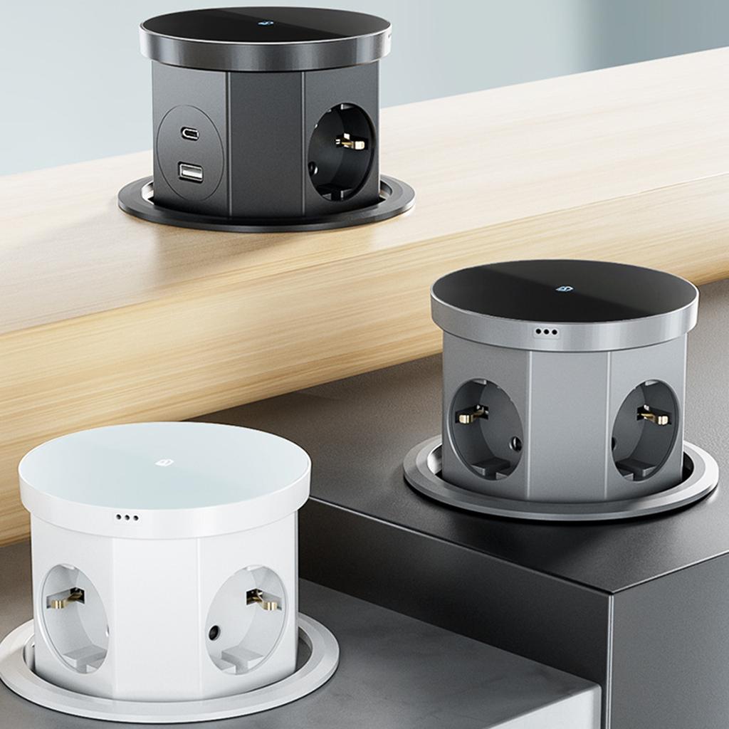 Lifting Socket Power Outlet Concealed Tabletops Retractable Hydraulic Damping Lifting Outlets with Cordless Charging