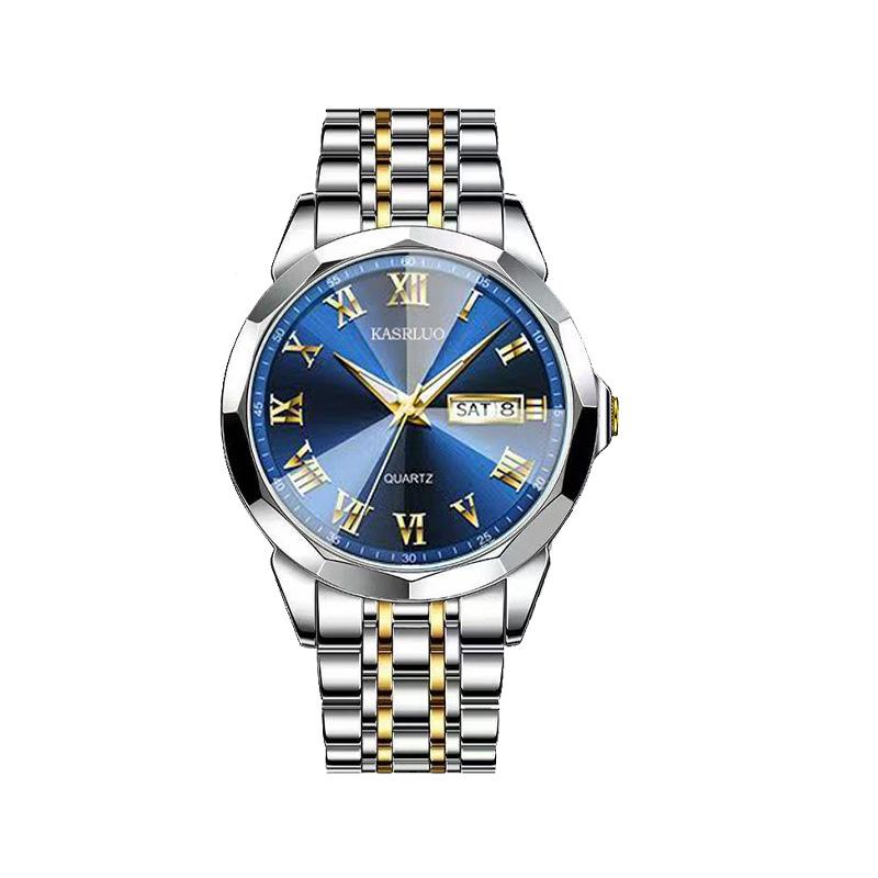Watch Fashion Luminous Business Roman Scale Double Calendar Quartz Watch Waterproof Men'S Watch Men'S