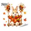 Decorative Cabinet Door Stickers Thanksgiving Fall Wall Stickers, Cute Cartoon Rabbit Squirrel Pumpkin Maple Leaf Decals Environmentally Friendly Art