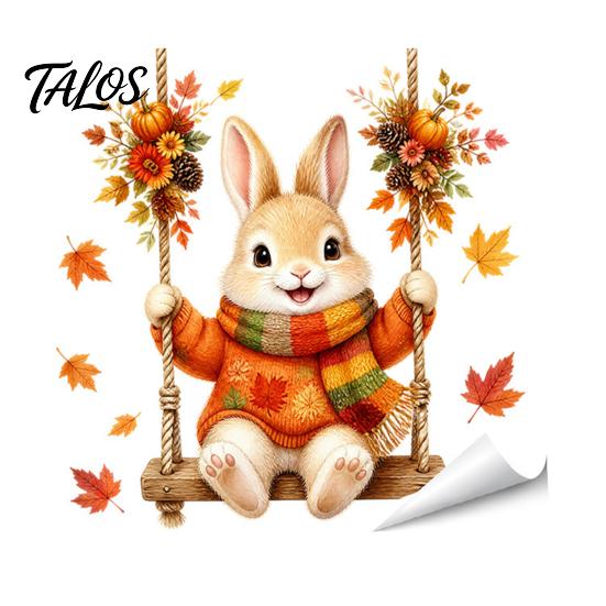 Decorative Cabinet Door Stickers Thanksgiving Fall Wall Stickers, Cute Cartoon Rabbit Squirrel Pumpkin Maple Leaf Decals Environmentally Friendly Art
