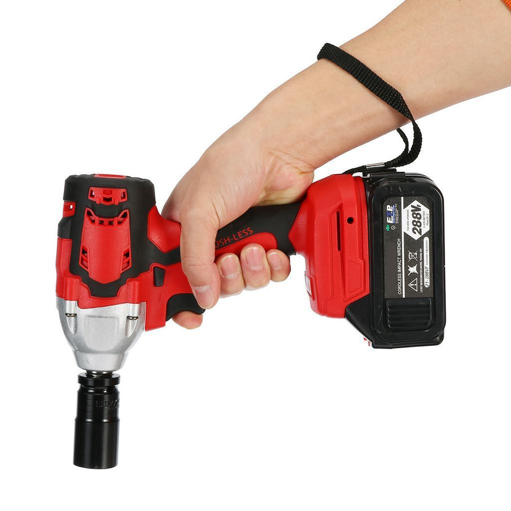 800N.M 288VF Max Brushless Impact Wrench 15000mAh Li-ion Battery Brushless Motor Electric Wrench Power Tool With Charger Sleeve+Charger