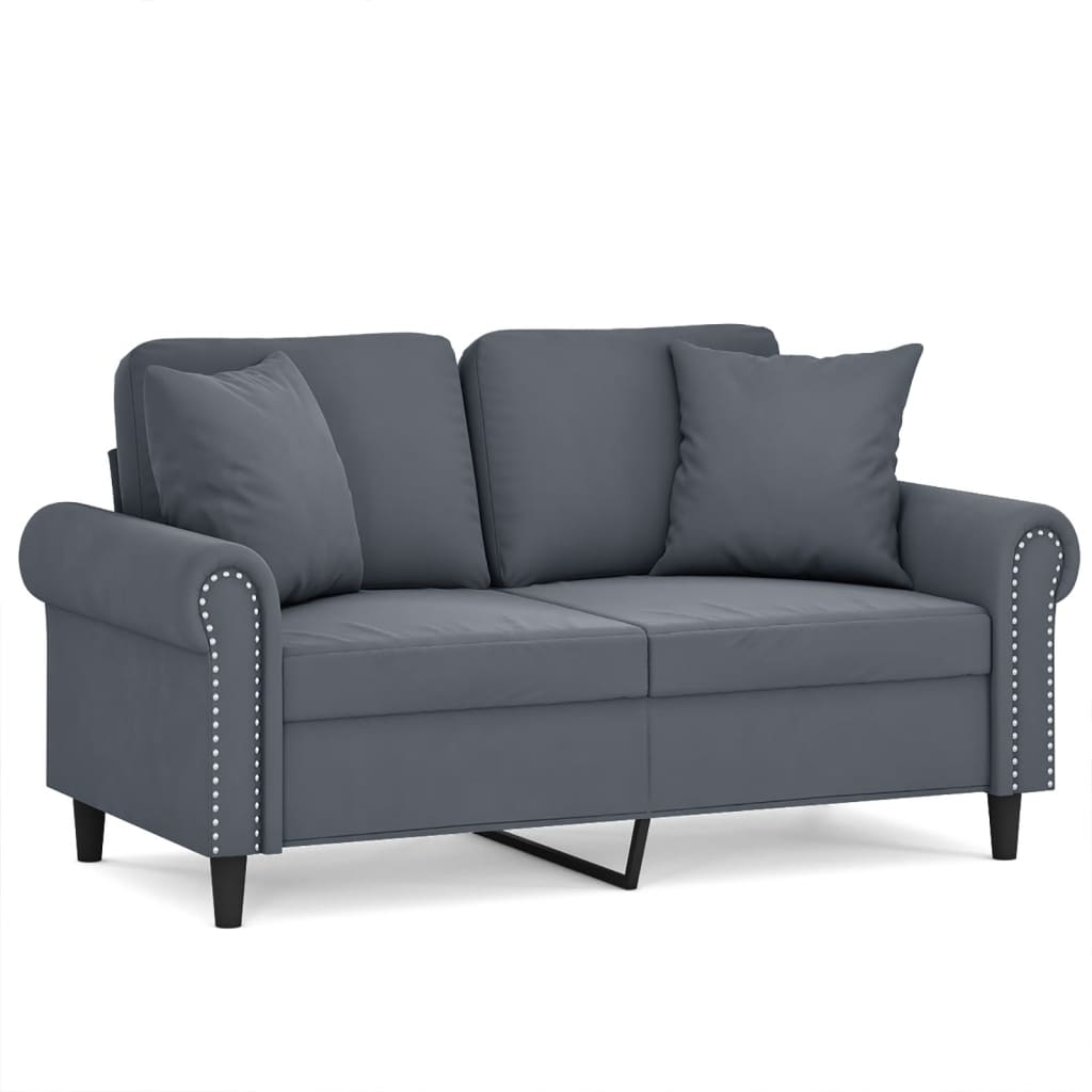 Vidaxl 2-Seater Sofa With Cushions, Dark Grey, 120 Cm, Velvet
