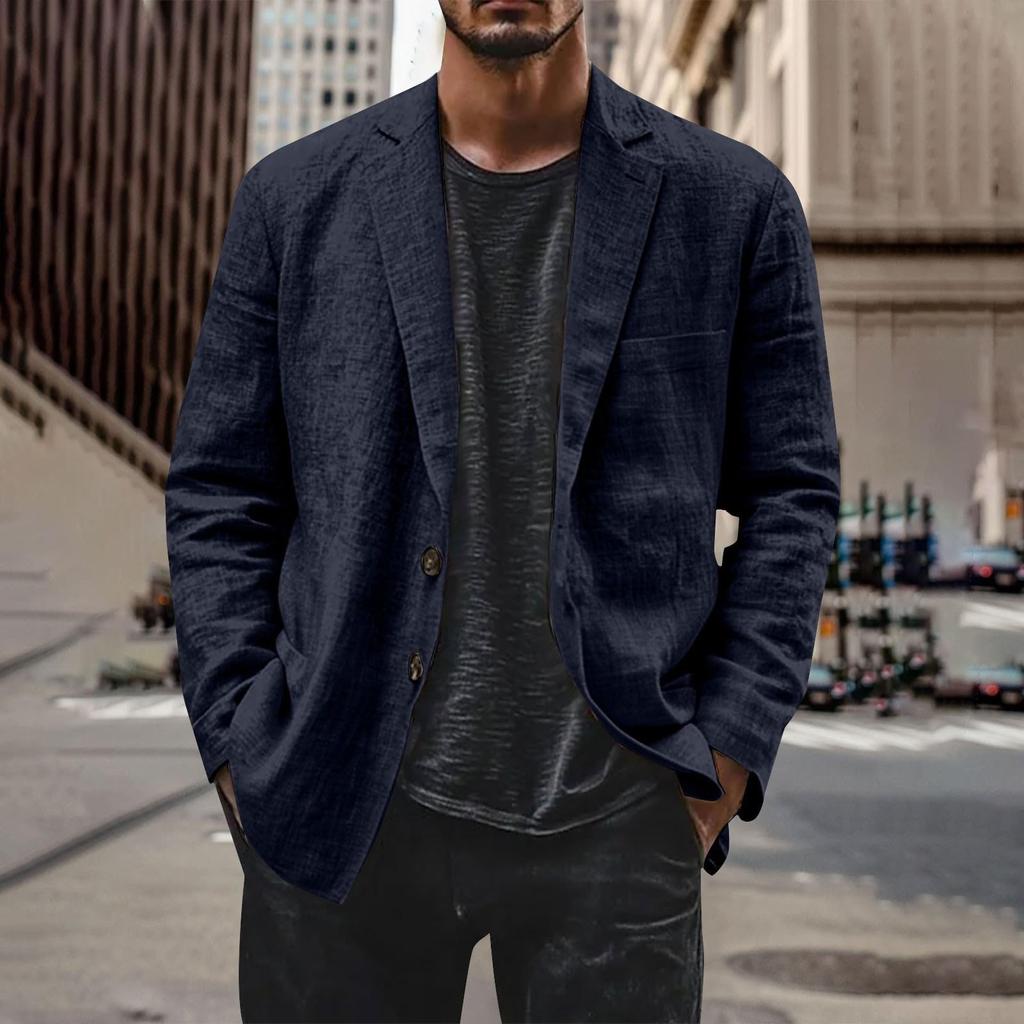 Men's Casual Fashion Jacket Solid Color Long Sleeve Jacket With Pockets