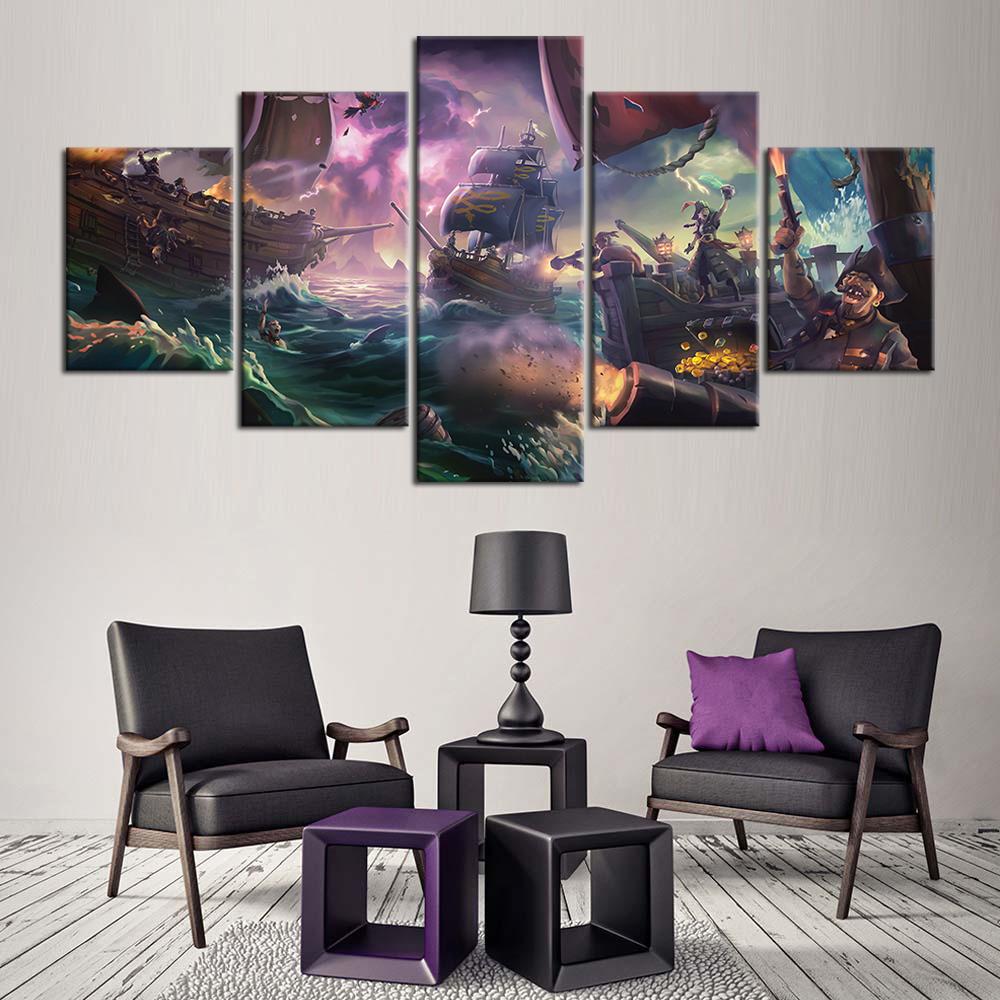 

5 шт., настенный художественный холст, игровой постер, воры, пиратская картина, картина для гостиной, украшения дома, настенные принты для спальни 20x35cm*2 20x45cm*2 20x55cm*1