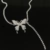 Elegant Statement Shiny Butterfly Pendant Necklace Rhinestone Chain for Women Bling Chain Crystal Choker Necklace Party Jewelry