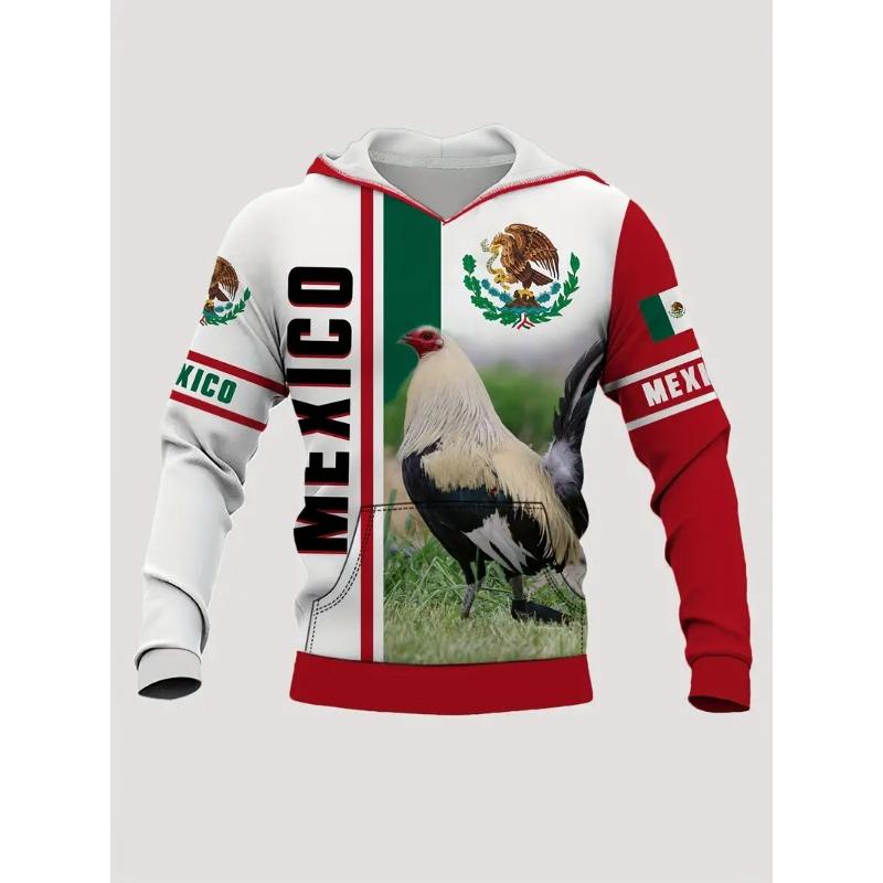 

Мужская толстовка с капюшоном с 3D-принтом мексиканского флага, осенняя повседневная футболка с коротким рукавом, модный уличный свитер с круглым вырезом, мужская свободная одежда
