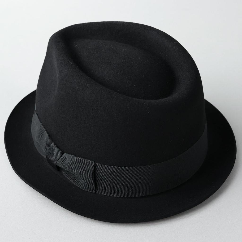 Reck Hatter Australian Wool Short Brim Felt Wide Size Size M Men's Hat, Brim, Fall/Winter, Black, RH-104,
