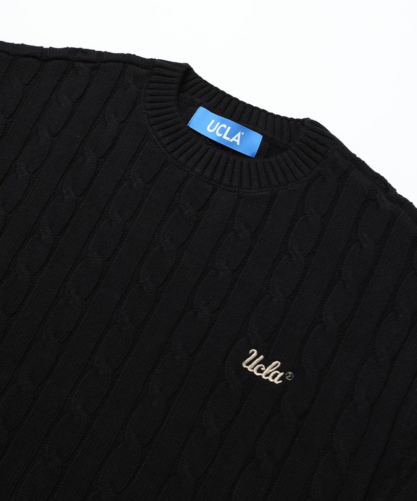 UCLA Unisex Round Neck Cable Knit [Black](Uzalk8A_39)