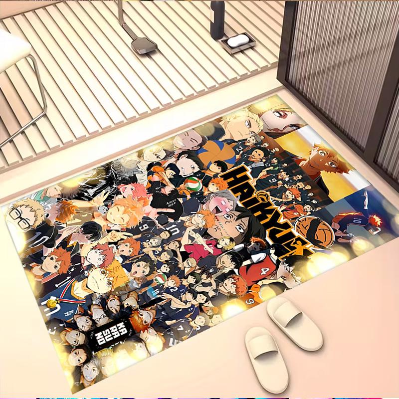 Haikyu Print Rug, Washable Floor Carpet, For Entryway Dorm Laundry Room Office Study, Home Decor Birthday Christmas Gift