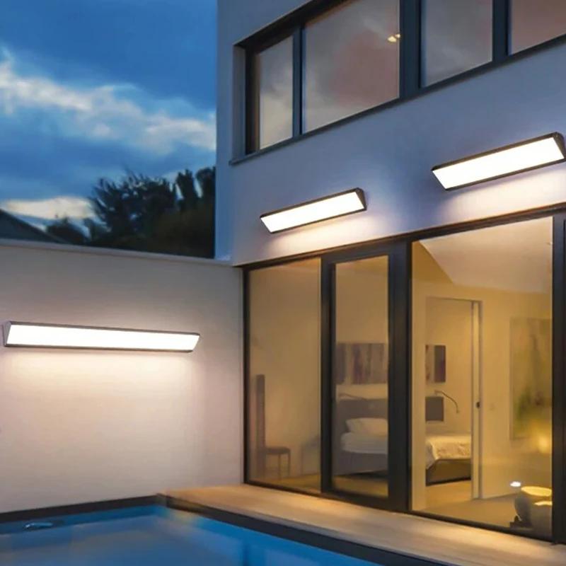 Long Strip LED Outdoor Wall Lamps Waterproof Aluminum Lights Porch Garden Corridor Sconce Warm/Cold Light Long Wall Light IP65