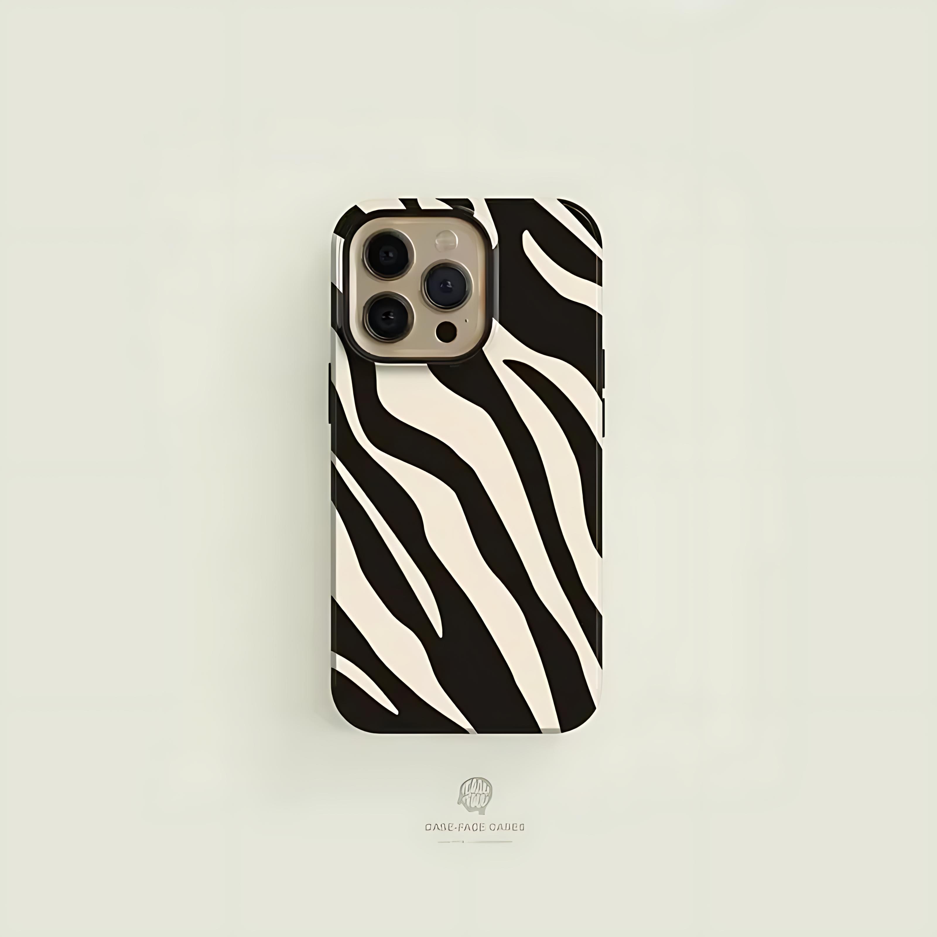 

Zebra Print Patterned Black Phone Case for iPhone 17 17e 16e 16 15 14 13 12 11 X XS XR 7 8 Air Pro Max Plus Double-layer Cover iPhone 11