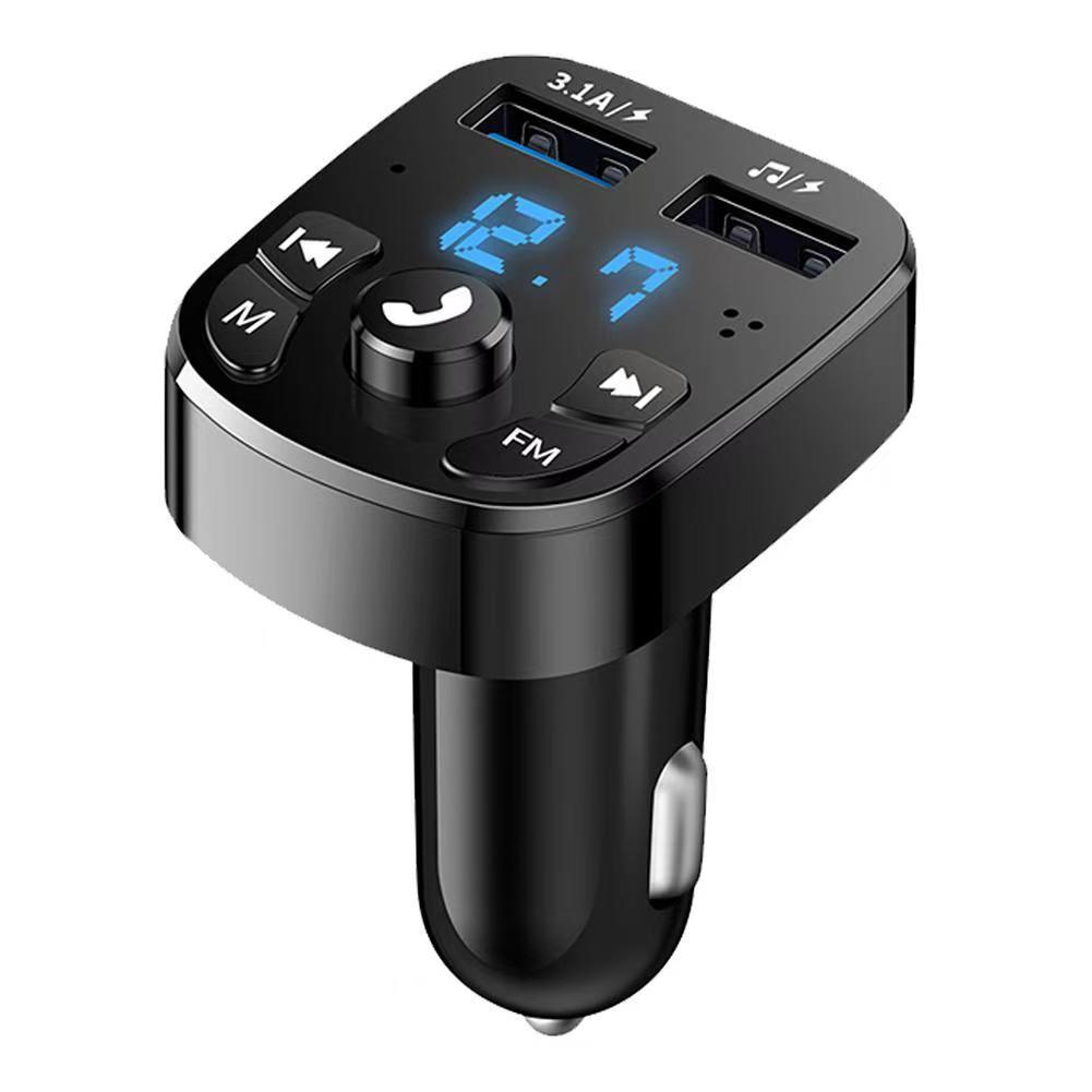 Car Hands-free Bluetooth-compaitable 5.0 FM Transmitter Fast Charge Car Kit MP3 Modulator Player Handsfree Audio Receiver 2 USB