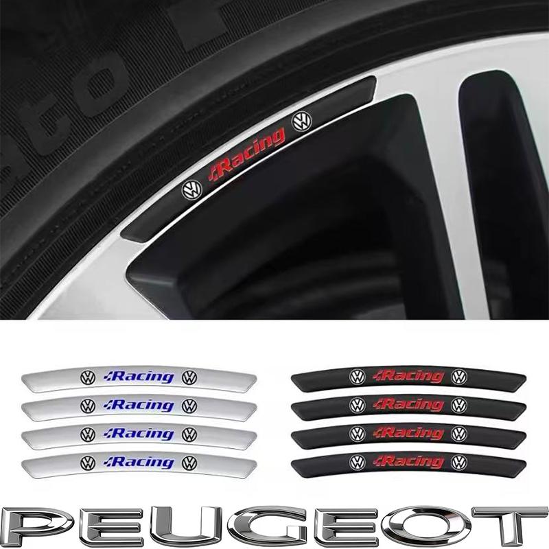 4Pcs Aluminum Car Badge Emblem Wheel Hub Rims Decor 3D Stickers For VW GTI Polo Golf Passat B6 B7 Jetta T-ROC Taigo CC Hub Cap