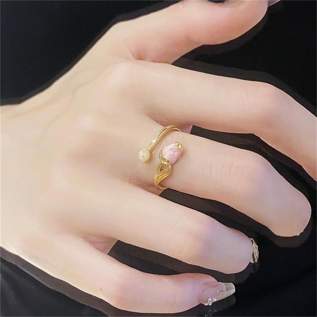 Gold Medieval Enamel Dripping Open Ring Flower Retro Ethnic Color National Style Personalized Luxury Ring