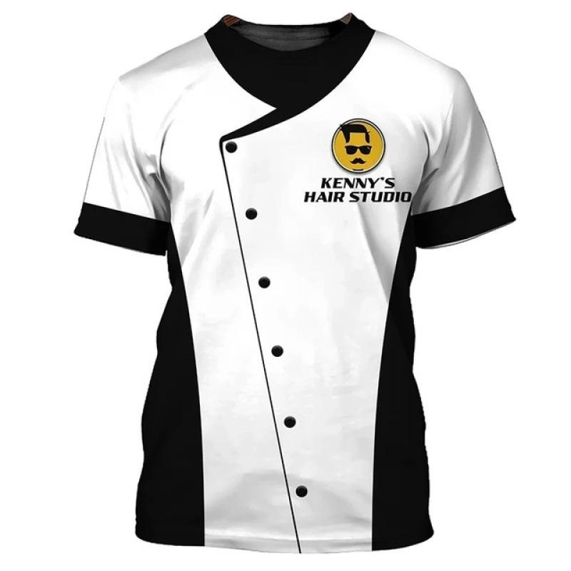 Tricou bărbătesc pentru bărbați tunsoare cu instrumente imprimeu Vară pentru bărbați cu mâneci scurte la modă Top decolteu oversize Îmbrăcăminte pentru bărbați Bluză Camisa