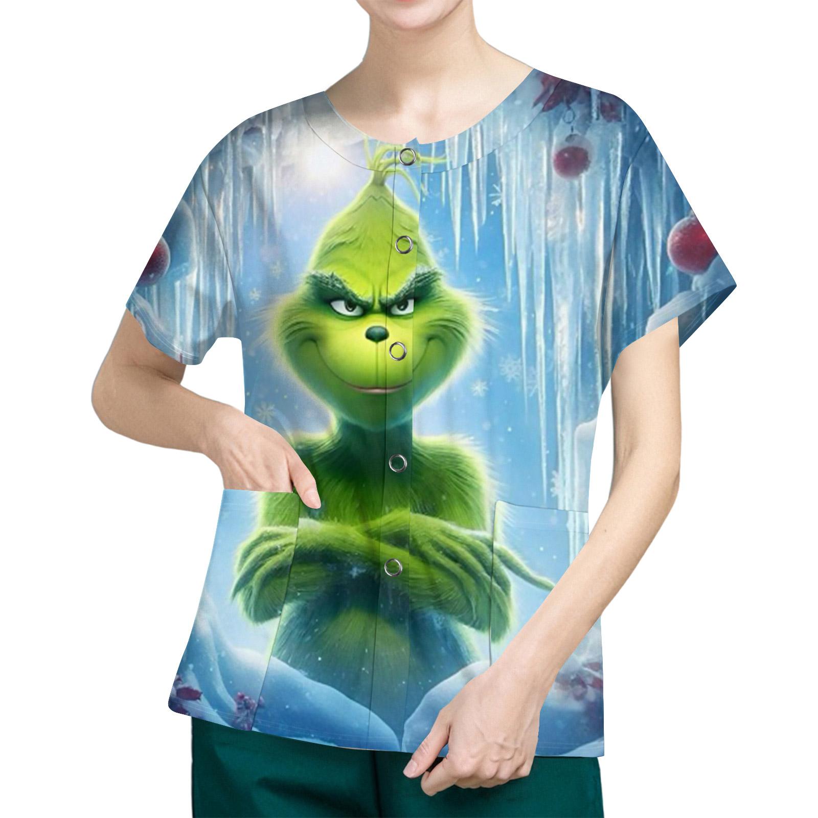 

Женские карманы с короткими рукавами и рисунком, воротник-стойка с рабочим принтом, однобортная защитная одежда, куртка-кардиган, топ XL