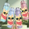 1PC Dog Sunglasses Bandana Art 750ml Color Plastic Sports Water Bottle Leakproof Flip Straw Lid Suitable for Sports Office Home Use