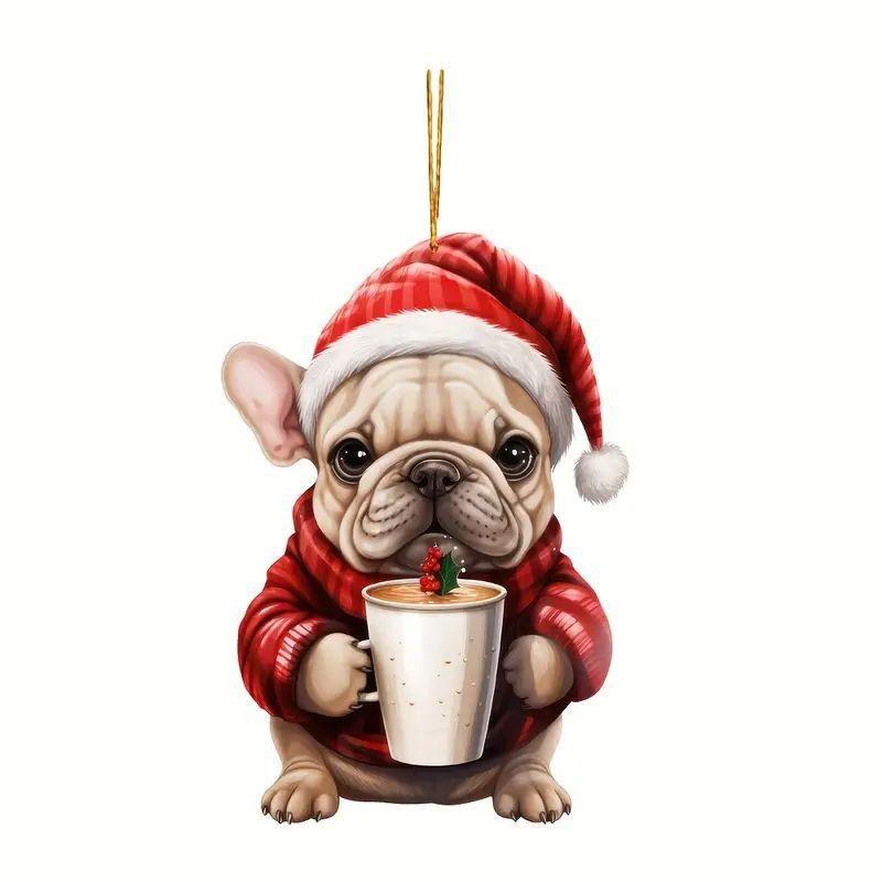 Dog Cartoon Charming Acrylic Hanging Ornament For Festive Christmas Decor Tree