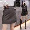 2026 Autumn/Winter Matte Frosted Coffee PU High Waist A-Line Midi Skirt