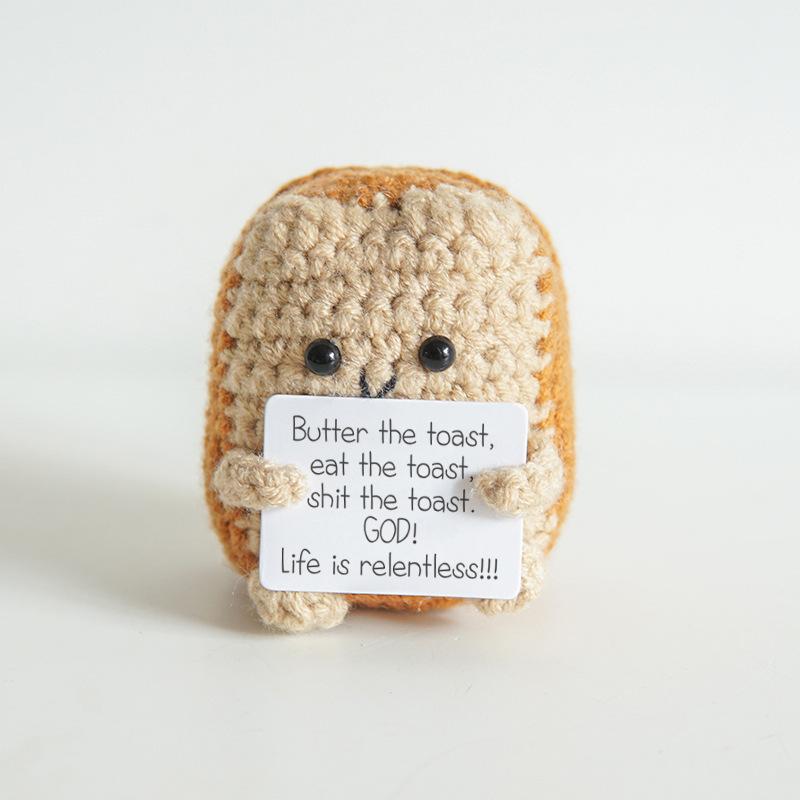 Funny Positive Card Fruit Toast Knitted Doll Home Desk Decoration Gift Christmas