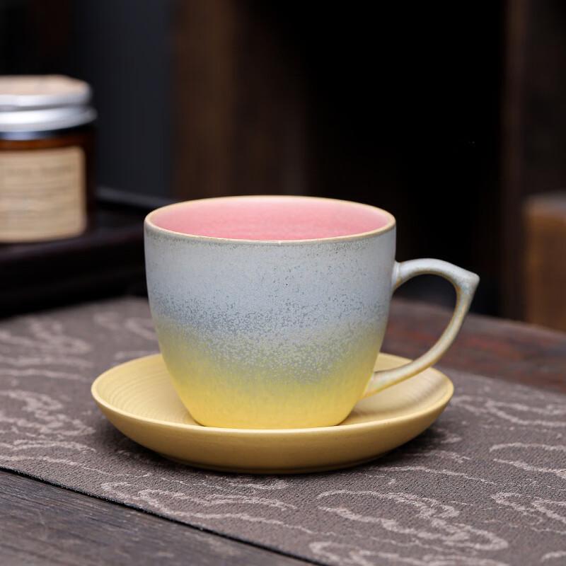 Gradient Ceramic Coffee Cup and Saucer Set