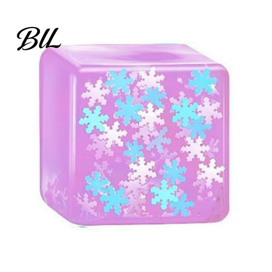 Ice Cube Sensory Toy Stress Relief Toy, Glow-in-the-Dark Snowflake Filled Cube, Clear Luminous Adults and Kids