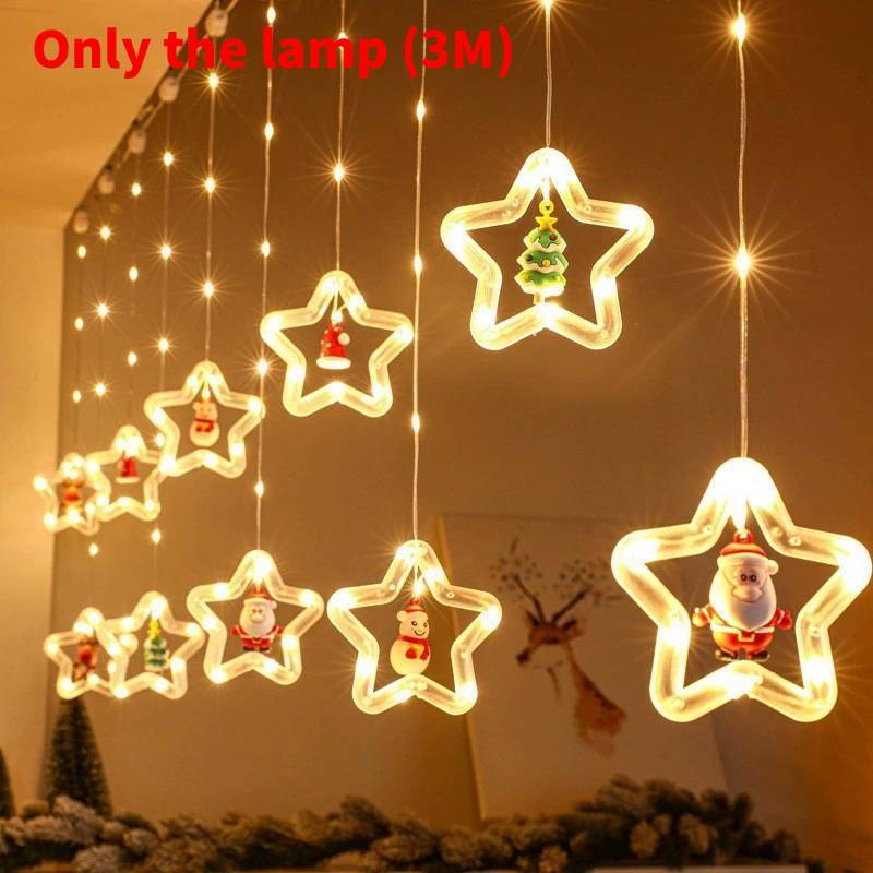 Christmas Led Curtain Lights With Snowman And Santa Shapes For Holiday Party And Indoor Use
