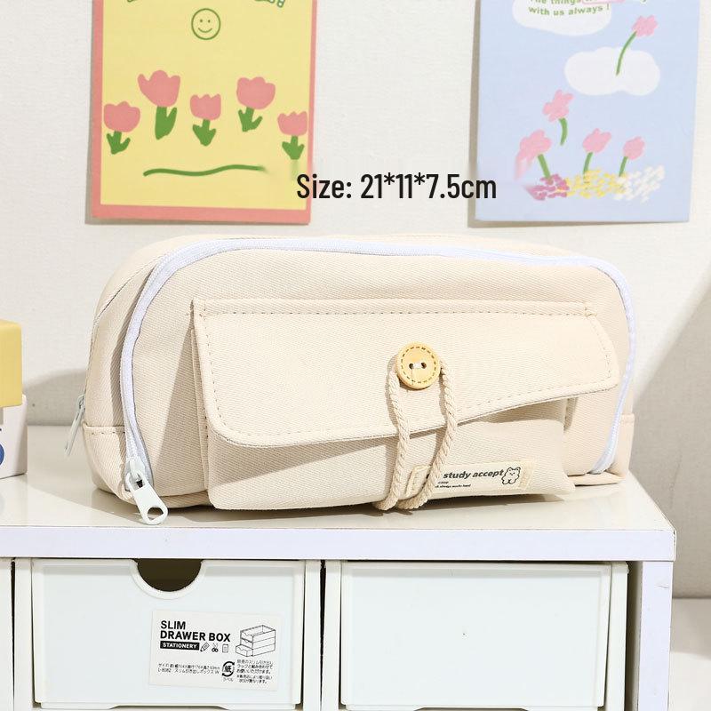 Japanese-Style Large-Capacity Pencil Case for Students - Simple Stationery Box for Elementary to High School