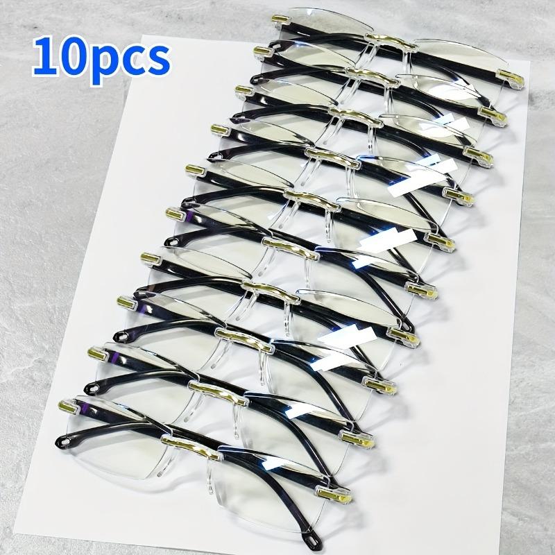 

10Pcs Frameless Rectangular Reading Glasses Male And Female Blue Light Blocking Glasses Suitable For Computers And Reading +4.0