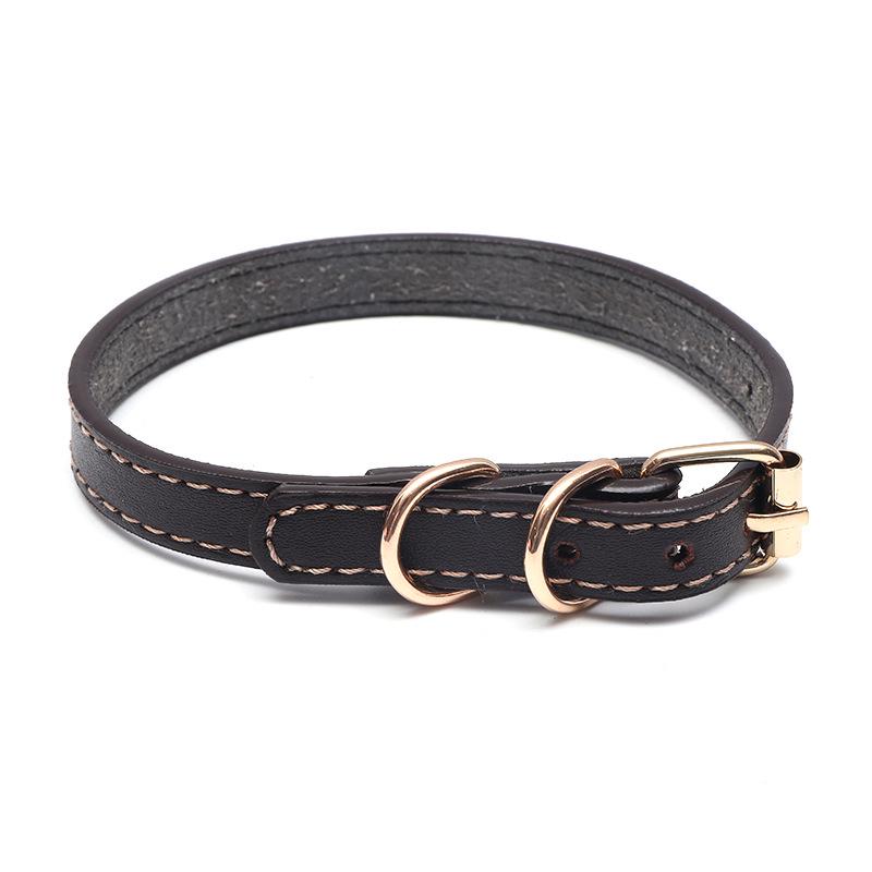 

Non-toxic PU Faux Leather Dog Collar with Metal Buckle - Thickened & Adjustable for Comfort Width 1.5cm (Fits 27-34cm neck) коричневый