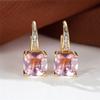 Blue Zircon Square Stone Luxury Crystal Rainbow Hoop Earrings Boho Gold Color Engagement Wedding  For Women