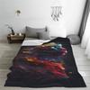 Abstract Cat Soft Durable Blanket Colorful Splash Print Camping Throw Blanket Autumn Custom DIY Flannel Bedspread Sofa Bed Cover