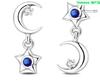 Sterling Silver Crescent Moon and Star Drop Earrings with Cubic Zirconia Accents Hypoallergenic Jewelry for Women and Girls