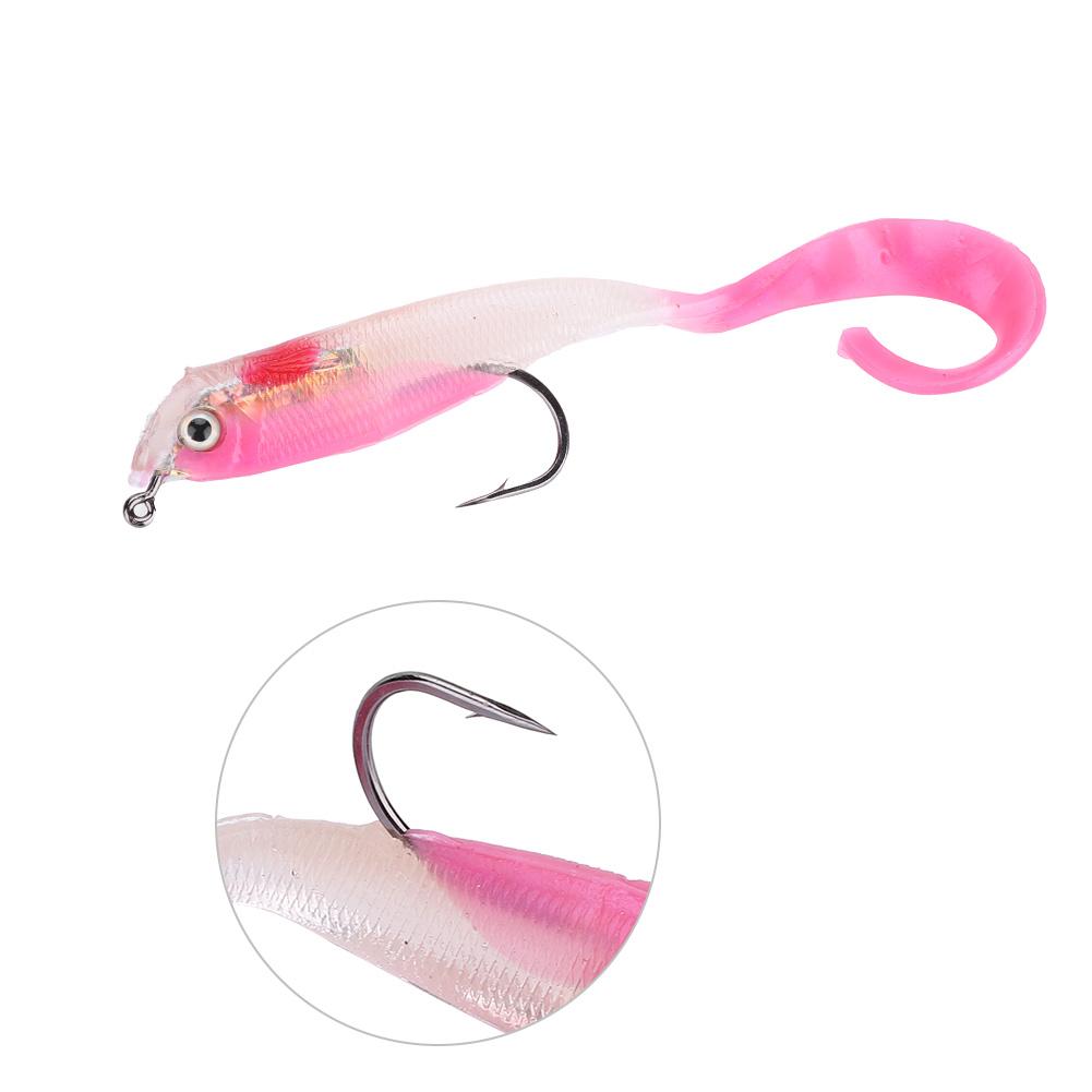 5PCS Fish Lures Artificial Fake Bait Soft Lures Seabass Fishing Tackle with Hook SO050-3