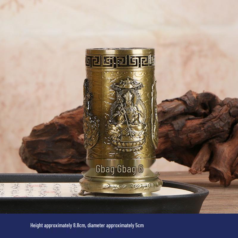 Chinese Zen Incense Burner: Four-Faced Buddha with Auspicious Clouds Design, Alloy Coil Incense Holder for Tea and Incense Ceremonies