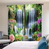 Modern Waterfall Scenery Pole Bag Curtains Bedroom Living Room Decoration Home Curtain Polyester Ideal For Area