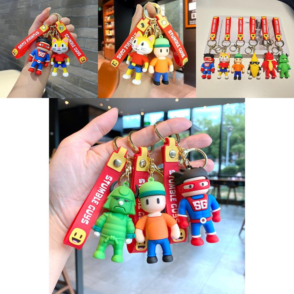 Adorable Cartoon Stumble Guy Keychain Cute Rubber Bag Charm Key Accessory