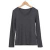 Women's Slim Fit V-Neck Ribbed Long-Sleeve Top for Autumn/Winter