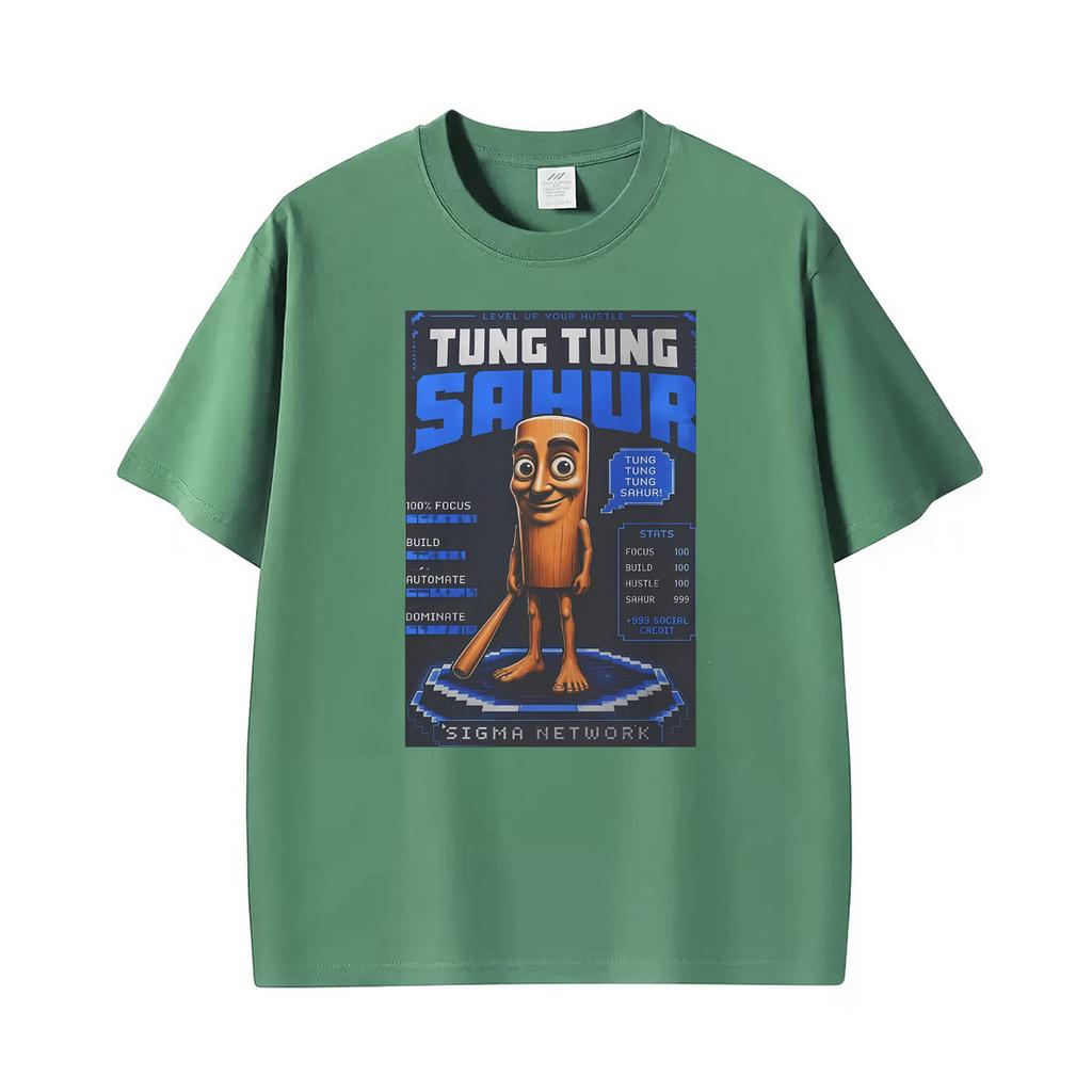 Tung Tung Sahur Lustiges Meme Viral Gehirnfäule Gen Z Humor Grafik T-Shirt Unisex Unisex High Street T-Shirts Vintage 100% Baumwolle T-Shirt
