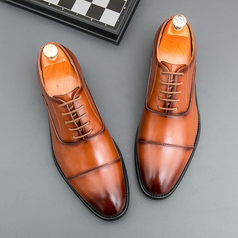 Fashion Business Leather Shoes Formal Dress Shoes Men Lace-up Leather Oxfords Classic Black Shoes Evening Shoes Boos Grace Shoes