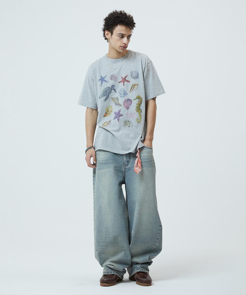 MAHAGRID Sea Shells Tee Gray(Mg2Gmmt524A)