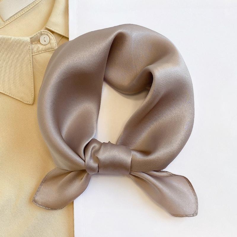 Solid Nature Silk Square Scarfs for Women Neck Ties Foulard Neckerchief Hairband Hands Bag Ribbons Headband Gift
